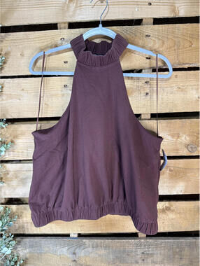 Express Women's Brown Sleeveless Halter Top XL